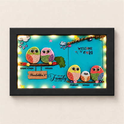 Tree of Love Family of 5 - black frame