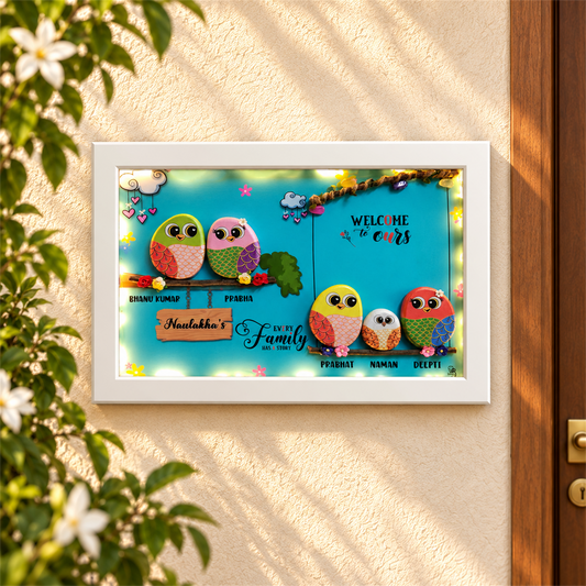 Tree of Love Family of 5 - white frame