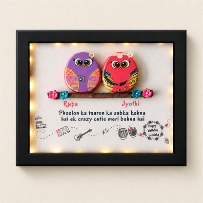 Two Birds on a Branch Birthday Gift - black frame