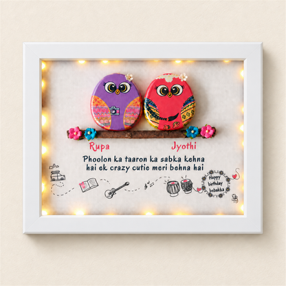 Two Birds on a Branch Birthday Gift - white frame