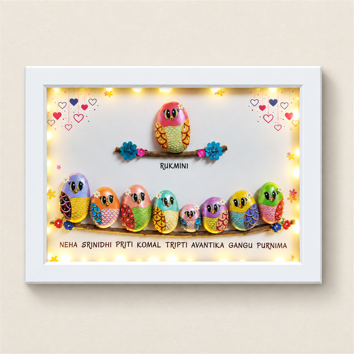 United Joint Family - Handcrafted Wall Hanging - white frame