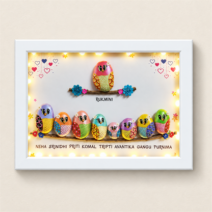 United Joint Family - Handcrafted Wall Hanging - white frame