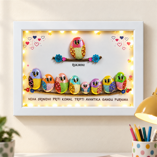 United Joint Family - Handcrafted Wall Hanging - white frame