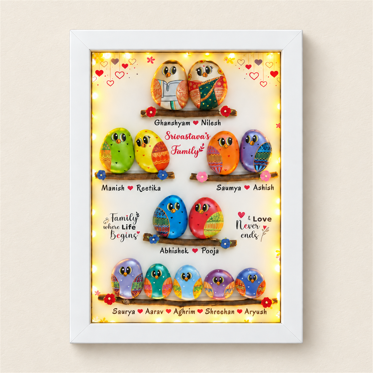 United We Stand Family of 13 - white frame