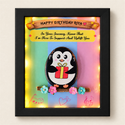 Warm Wishes Wall Pebble Art - black frame