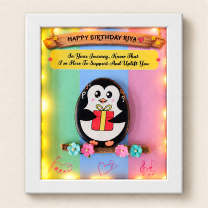 Warm Wishes Wall Pebble Art - white frame