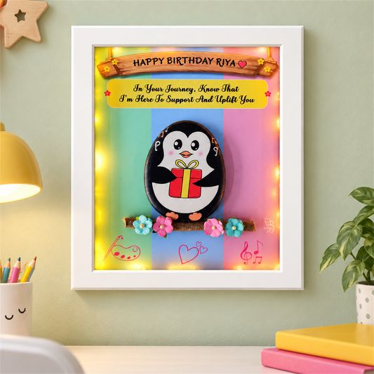 Warm Wishes Wall Pebble Art - white frame