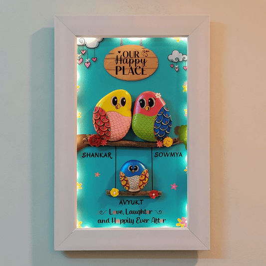 Family Joyful Nest Pebble Art(18x12 Inches)